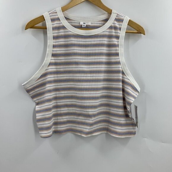 Nordstrom BP Women's White Kalee‎ Stripe Cotton Rib Knit Ringer Tank Size 2X NWT - Picture 1 of 12